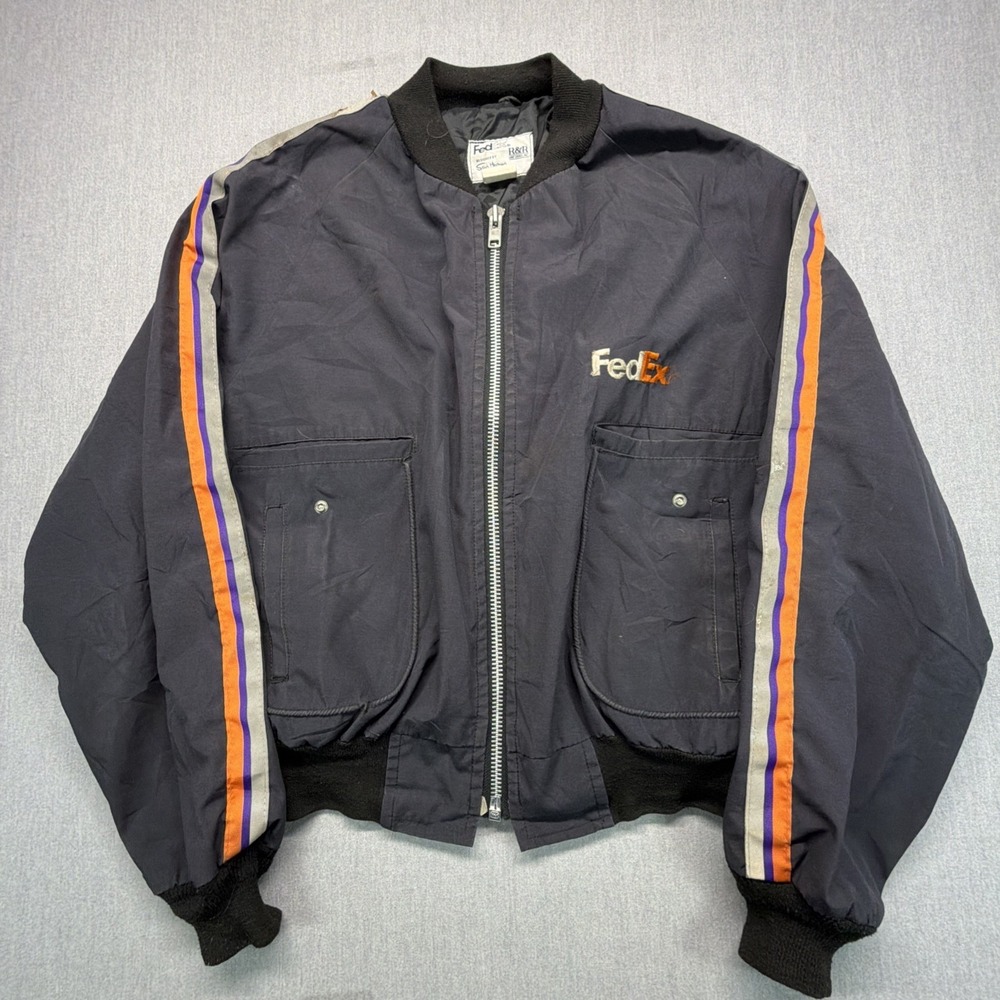 Vintage FedEx Bomber Jacket Quilted Lining Men's XXL Stan Herman